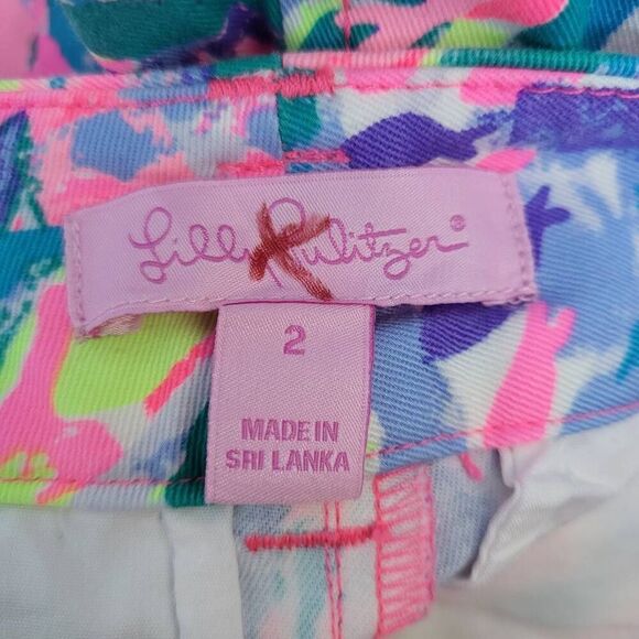 Lilly Pulitzer Womens Chino Pants Rainbow Soleil Callahan Pink Size 2 Colorful - Picture 4 of 8